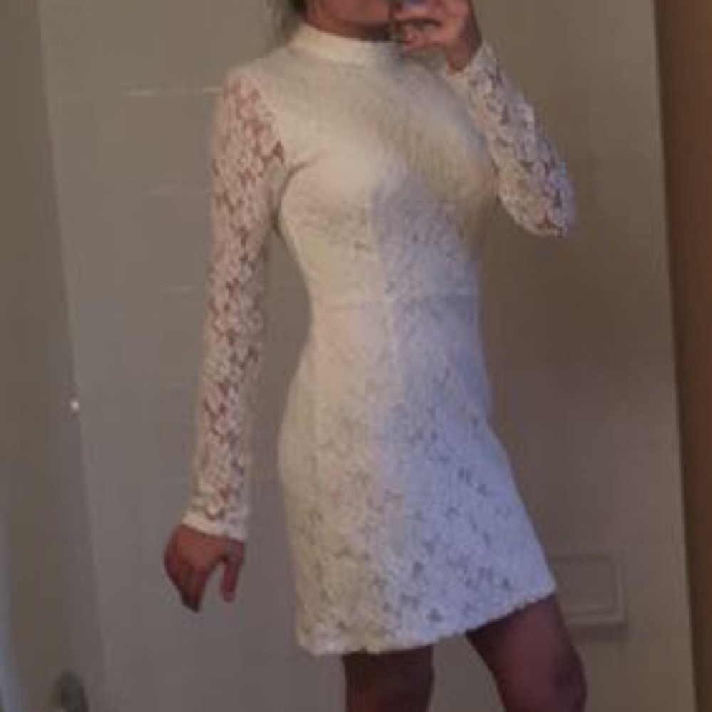 Princess Polly White Mesh Bodycon Floral Dress